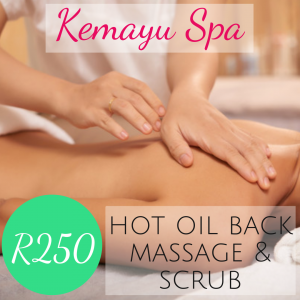 Hot Oil back massage and back scrub at spa